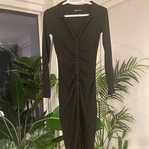 Zara stretchy black midi dress